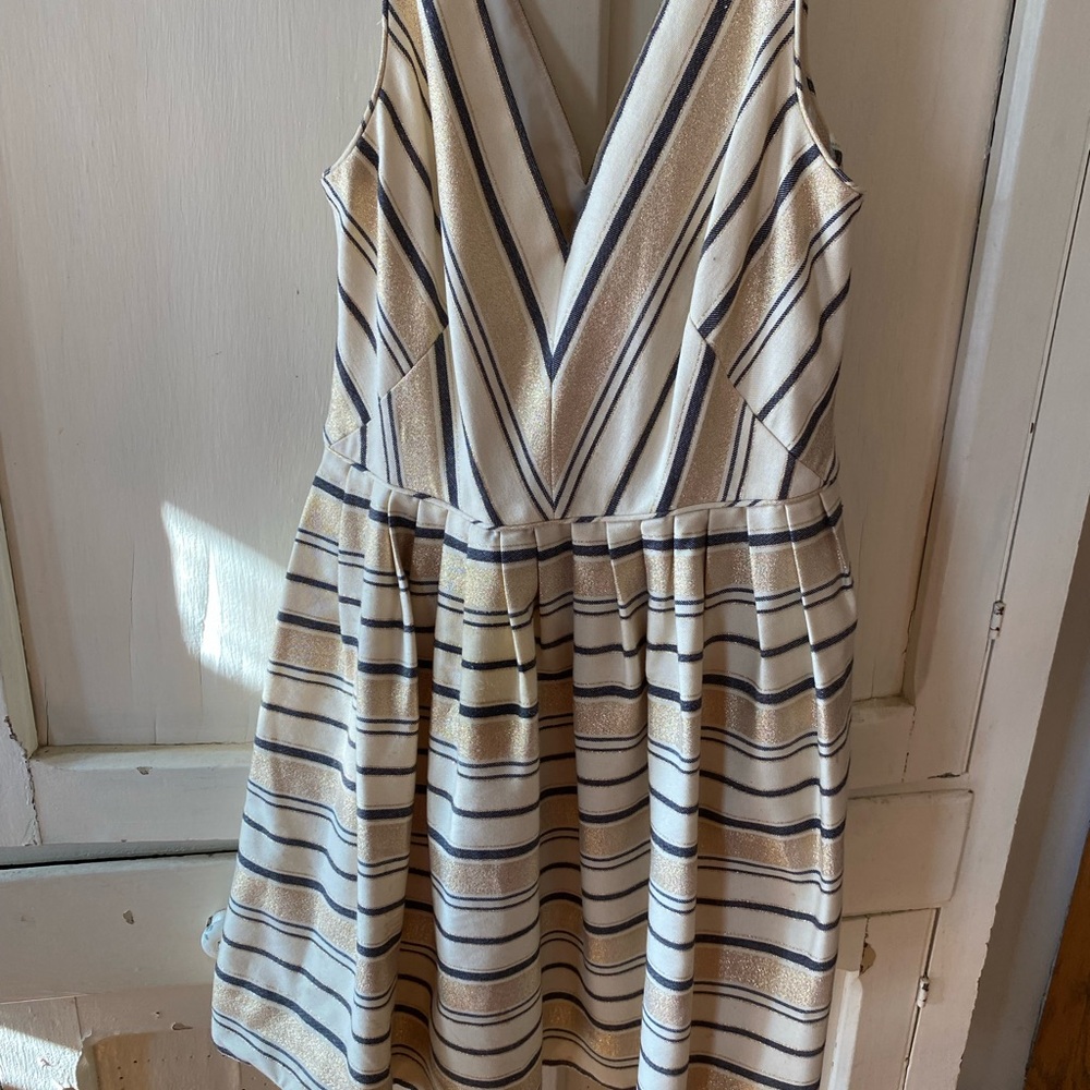 J. Crew Elegant Cream and Tan Dress
